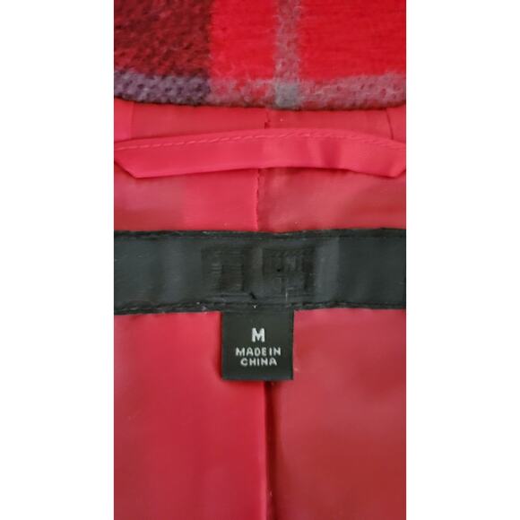 Uniqlo Women's M Red Wool Blend Hooded Duffle Coat Toggle Winter Jacket Warm - Picture 8 of 9